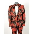 thumbnail image 2 of Mens 2 Button Black, Red, & Gold Foil Floral Paisley Prom and Wedding TuxedoBy Alberto Nardoni Brand Designer, 2 of 3