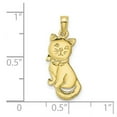 thumbnail image 2 of 10k Gold 3-d Cat Sitting With Bow and High Polish Charm 24x9.1mm Wide Pendant Necklace for Women, 2 of 2