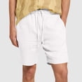 thumbnail image 2 of Pantalones de Hombre Elástico Cintura Músculo Casual Imitación Algodón Lino Textura Atado Cinco Cuartos de Pantalones Cortos, 2 of 8