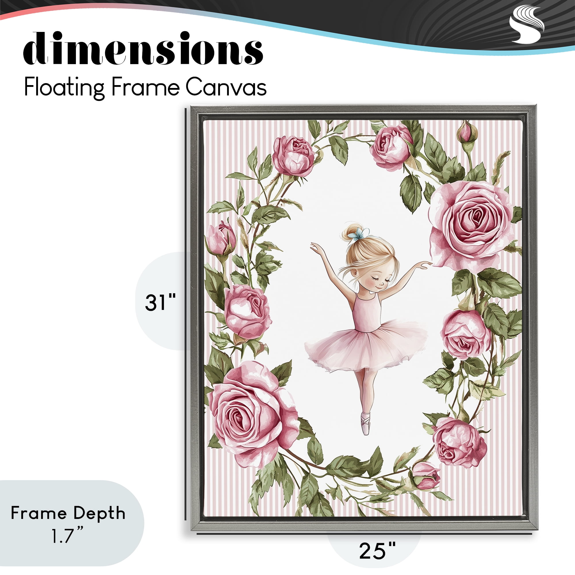 Stupell Industries Little Rose Dance Gray Framed Floater Canvas Wall Art, design by Christine Simpson Art