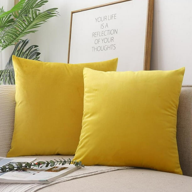 2 uds de almohada de almohada de para sofá cama de cojines hogar mitorio sala de decoración 18x18 , Amarillo claro perfecl Funda de almohada