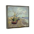 thumbnail image 3 of Stupell Industries Fishing Boats on Beach Saintes Maries Vincent van Gogh Painting Painting Luster Gray Floating Framed Canvas Print Wall Art, Design by one1000paintings, 3 of 5