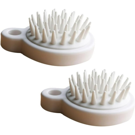 Silicone Scrubbers 2Pcs Scalp Massage Brushes Bathing Brushes Washing Hair Brushes Cleansing Scrubbers White