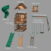 Backyard Discovery Skyfort II Cedar Wood Swing Set, Spiral Tube Slide, Clubhouse