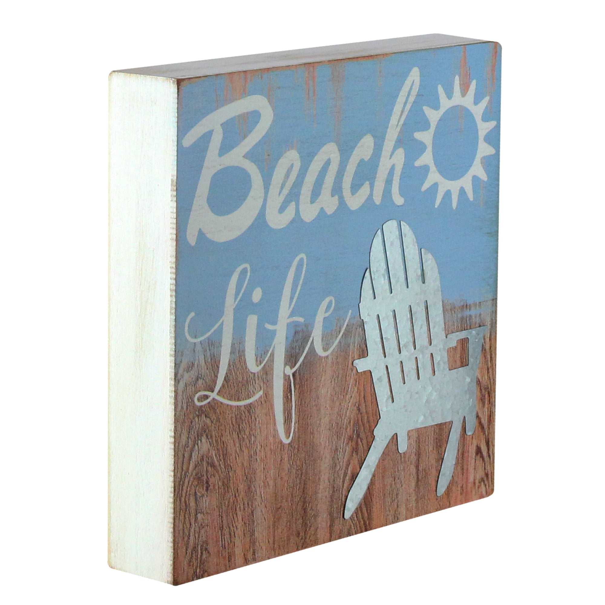 8" Decorative â€œBeach Life" Distressed Wooden Wall Plague