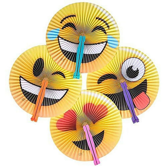 12 emoji style foldable paper fans by rhode island novelty!