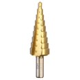 thumbnail image 3 of 3pcs HSS 6541 Triangle Shank Step Cone Titanium Coated Step Drill Bit Set, 3 of 4