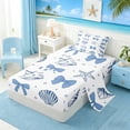 thumbnail image 2 of Manfei White Blue Seashell Starfish Bow Twin Sheet Sets for Kids Girls, Sea Animal Bedding 3-Piece, 1 Flat Sheet, 1 Fitted Sheet and 1 Pillowcase, 2 of 6