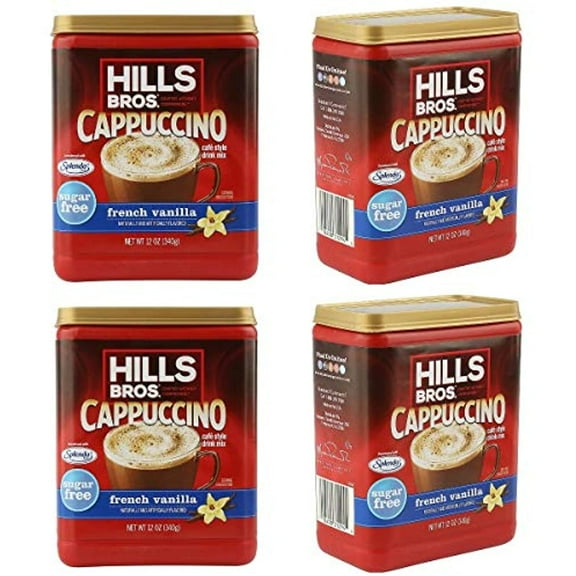 Hills Bros, Sugar-Free, French Vanilla Cappuccino Drink Mix, 12Oz Canister (Pack Of 4)