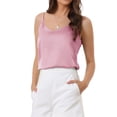 thumbnail image 4 of Camiseta de satén para mujer, tirantes, escote en V, top de seda casual, formal, capa, camisa de dormir 2026 XS Rosa, 4 of 6