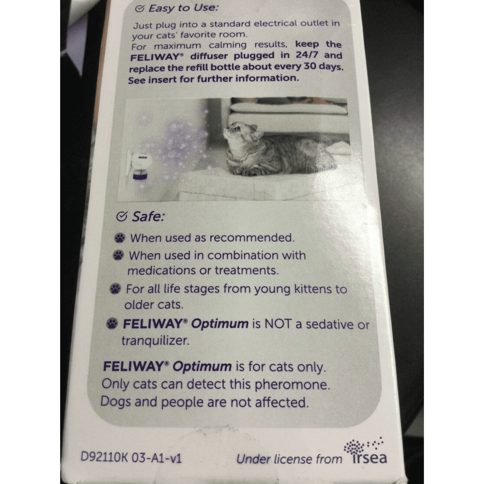 Feliway Optimum 30 Day Starter for Cats Plug In Diffuser & Refill 48ml 3105  MPN #D89410B