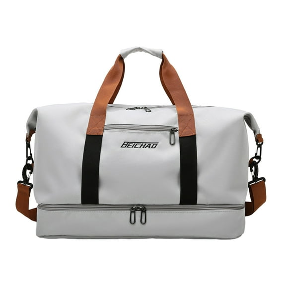 LACKUST Large Travel Tote, Expandable Gym Tote, Carry On Overnight, Trolley Sleeve, Wet Pocket, Travel Duffel Bags,Gray