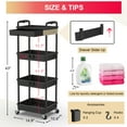 thumbnail image 4 of Yeabett 4 Tier Rolling Utility Cart Organizer with Removable Drawer, Mobile Storage Carts with 2 Lockable Wheels for Bathroom, Kitchen, Snack, Craft, Makeup, Baby Essentials, Black, 4 of 8