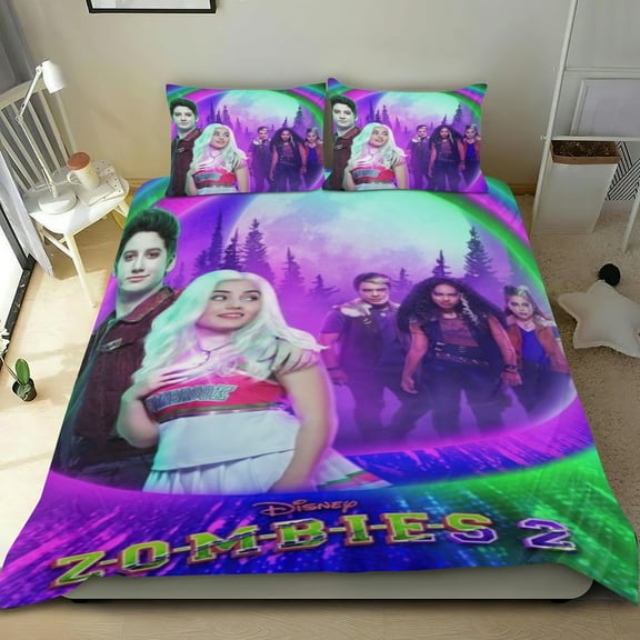 zombies Themed Bed Sheet Set Three Piece Set 53x79 In ches Comfortable And Skin Friendly Unique Design Creating A Star Studded Night Home Decor Gifts For Family Friends fans
