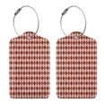 thumbnail image 3 of Honeii Red and Brown Squares Print Leather Luggage Tag for Suitcases,ID Tags,Bag Tags for Luggage,Functional Travel Tag-4 PCS, 3 of 5