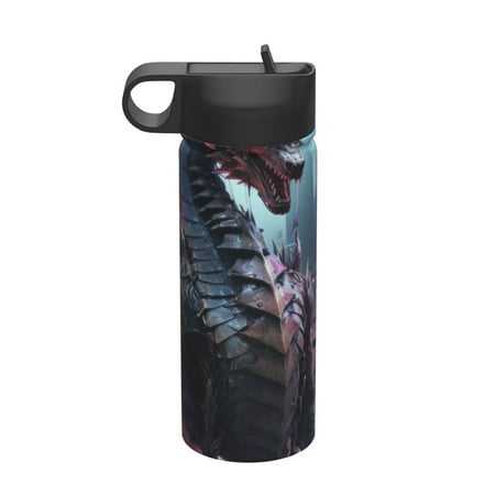 

Daiia Urban Mechanical Dragon Printed 18oz Sports Insulated Kettle With Straw Water Bottle For Running Hiking Cycling Climbing Mens Woman S Sports Water Bottle