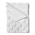 thumbnail image 2 of Ocean Soft Flannel Fleece Blanket, Sealife Nautical Anchor Fish and Hook Sealife Deep Waters Sketchy Image Artwork, Cozy Plush for Indoor and Outdoor Use, 70" x 90", Grey and White, by Ambesonne, 2 of 5