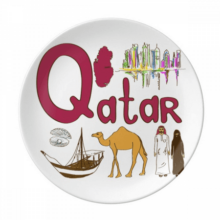 

Qatar National symbol Landmark Pattern Plate Decorative Porcelain Salver Tableware Dinner Dish
