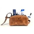 thumbnail image 6 of Aaron Leather Goods Leather Toiletry Bag Brown 10.5 Inch Unisex Groomsmen Gift Gingerbread, 6 of 13