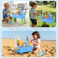 thumbnail image 3 of Taotique 4 in 1 Water Table for Toddlers 1-3, Summer Showers Splash Tower Outdoor Toys for Kids Ages 4-8 with Pump, 43Pcs Kitchen Play Sink Toys for Girl Boy Age 3+ (Blue), 3 of 8