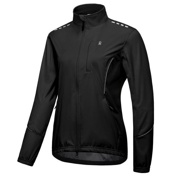 Women's Cycling Jackets Reflective Packable Running Jacket Windproof Water-Resistant for Hiking Biking with 6 Pockets Cold Weather (Black XS)