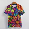 thumbnail image 3 of Nostalgic Vintage Floral T Shirts Basic T-Shirt Short Sleeve Ladies Tee Shirt Summer Graphic Clothing, 3 of 6