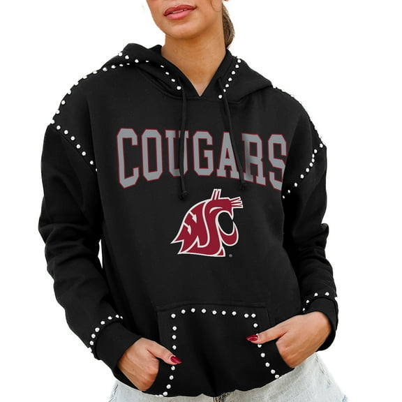 Women's Gameday Couture Black Washington State Cougars Studded Pullover Hoodie