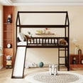 thumbnail image 2 of Aukfa Twin Loft Bed with Slide, House Bed with Headboard for Kids Teens Adults - Espresso, 2 of 8
