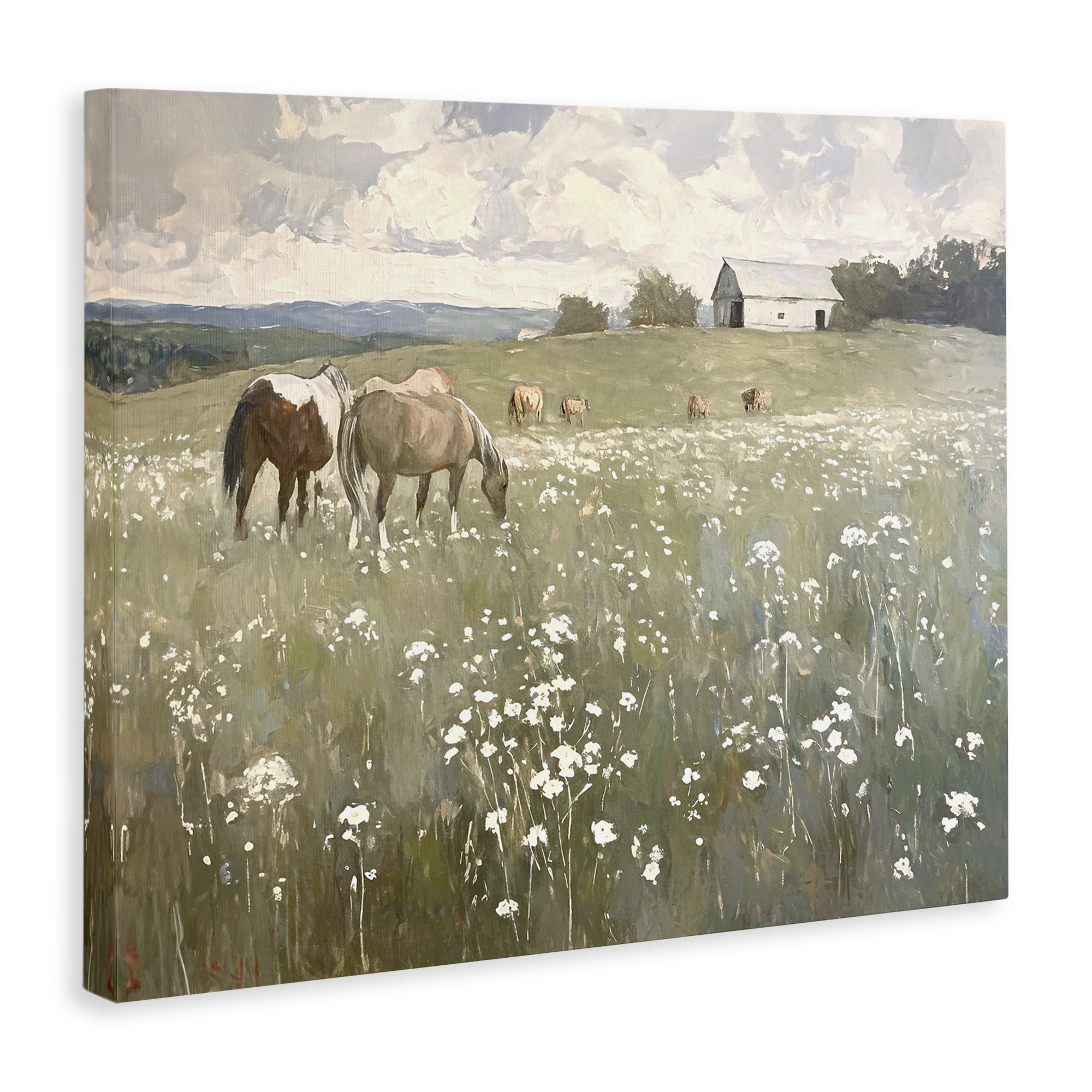 Horses in Pasture Canvas Art, 30 x 24, Design By Artist Ramona Murdock