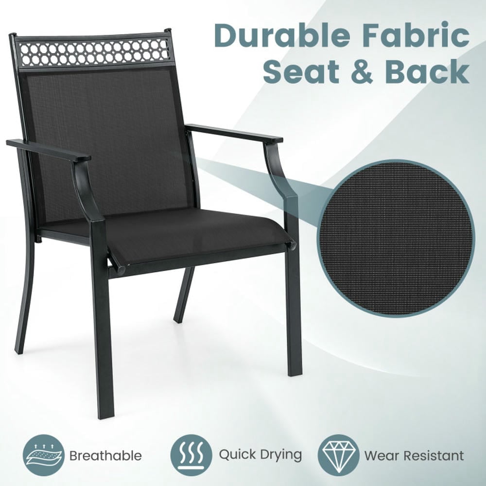 Barara King Patio Dining Chair,Outdoor Dining Room Chair,Patio Chairs Set of 2 with All Weather Breathable Fabric-Black