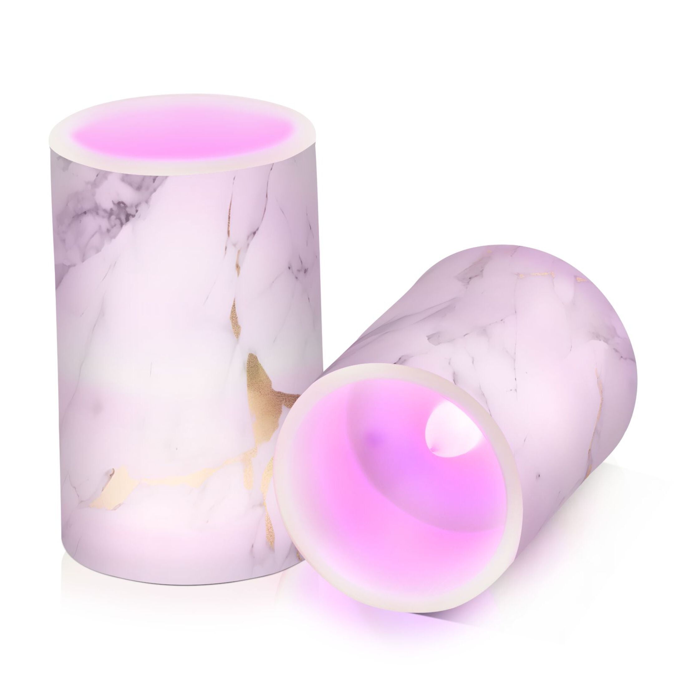 Grey White Marble Flameless Candles with Remote Timer LED Battery Operated Flickering Candle Light for Festival Wedding Home Party