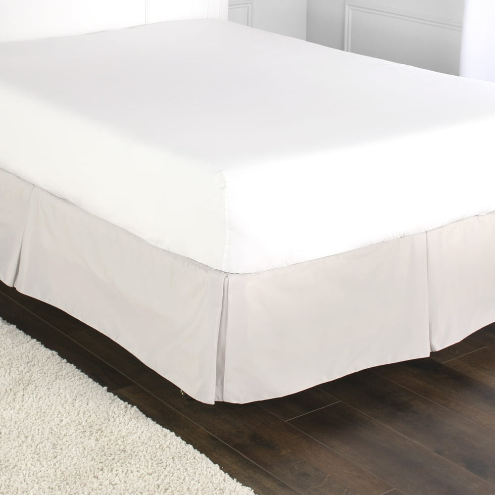 Tailored Bed Skirt Adjustable Dust Ruffle Easy Set Up Queen