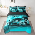 thumbnail image 2 of Manfei Speed Racing Car Twin Bedding Sets 7pcs for Teen Boys Men, Cyan Sports Car Bedding Comforter Set, Race Car Game Sheet Sets, Ultra Soft Home Decor, 2 of 8