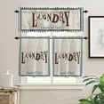 thumbnail image 1 of Loads of Fun Laundry Room 3 PCS Kitchen Curtain Valance and Tiers Set, Rod Pocket Small Half Tier Valances Window Curtains Panel, Rustic Wood Grain Strip 55"x24" (Set of 2 Tiers & Valance), 1 of 5