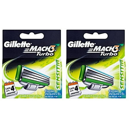 Gillette Mach3 Turbo Sensitive Refill Blade Cartridges, 8
