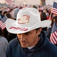 thumbnail image 3 of USA 250th Anniversary Cowboy Hat 250 Years Felt Western Patriotic Hat 1776-2026 America Birthday Celebration Gift US Flag Stripe Wide Brim Independence Day Sun Cap, 3 of 5
