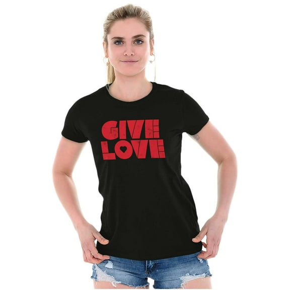 Give Love Heart Kindness Happiness Womens Slim Fit Graphic Tee Brisco Brands S