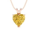 thumbnail image 3 of 2 ct Brilliant Heart Cut Solitaire Natural Citrine 14k Rose Solid Gold Everyday Affordable Designer Necklace Pendant with 16" Chain, 3 of 6
