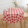 thumbnail image 2 of Round Red and White Checkered Tablecloth 70 Inch Spring Gingham Table Cloth- Buffalo Plaid Polyester Table Cover for Summer Holiday Decorations Reusable Water Resistant, 2 of 8