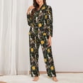 thumbnail image 2 of Lsque Owls And Plants Pattern Long Sleeve Pajama Set for Women - Soft 2-Piece Sleepwear and Loungewear Set with Pockets, Comfy Nightwear-Small, 2 of 7