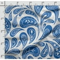 thumbnail image 2 of Soimoi Asian Paisley Printed, Cotton Fleece, Fabric by The Yard Sewing DIY Stretch Fabric 56 Inches Wide, WarmFabric for Hats, Coats, Gloves, Blankets, Blue & White, 2 of 6