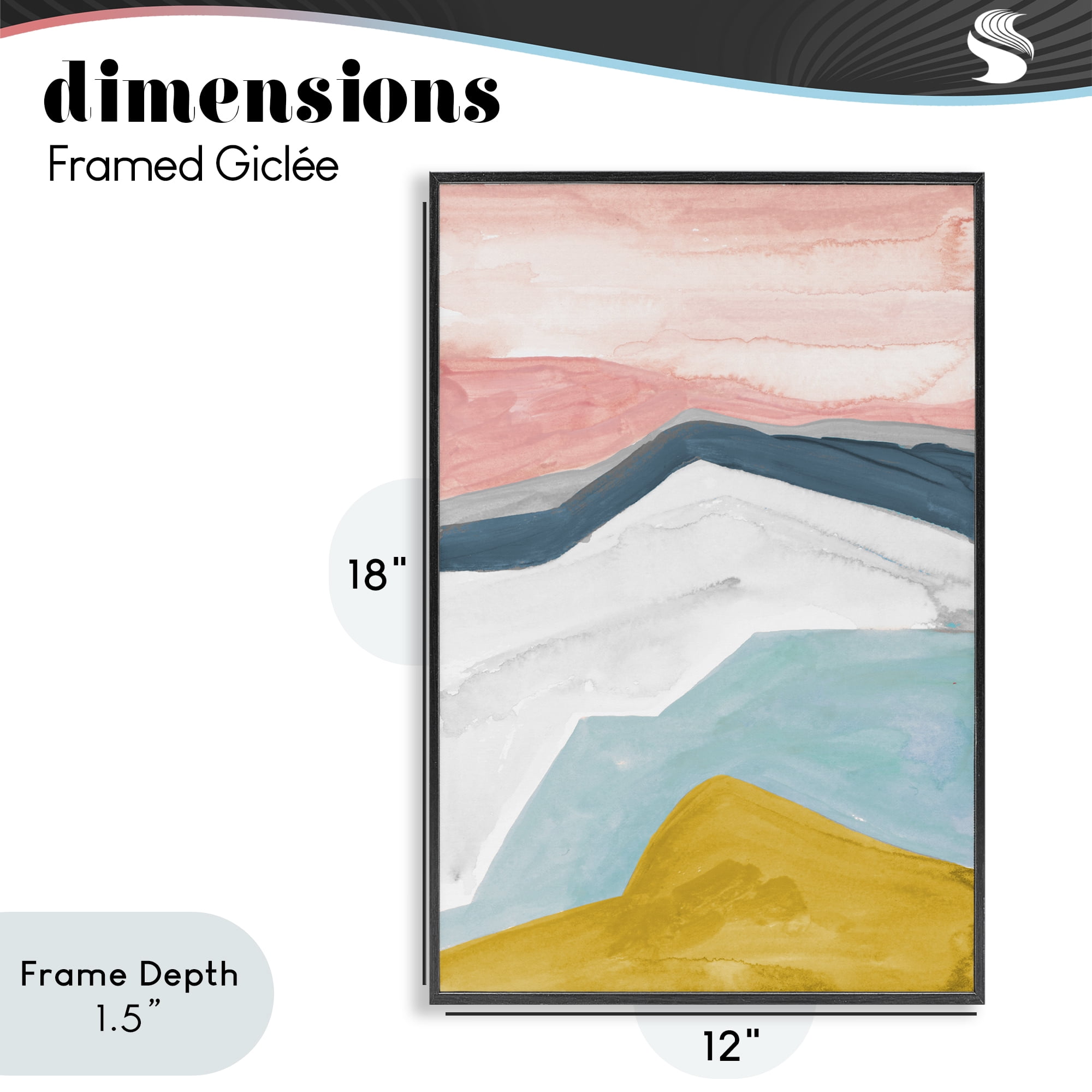 Stupell Industries Pastel Geometric Mountains Black Framed Giclee Art, design by B. Danelle