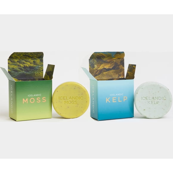 Hallo Sapa (Hello Soap) MOSS islandés y KELP islandés/DOS PAQUETES de jabón de 4.3 oz