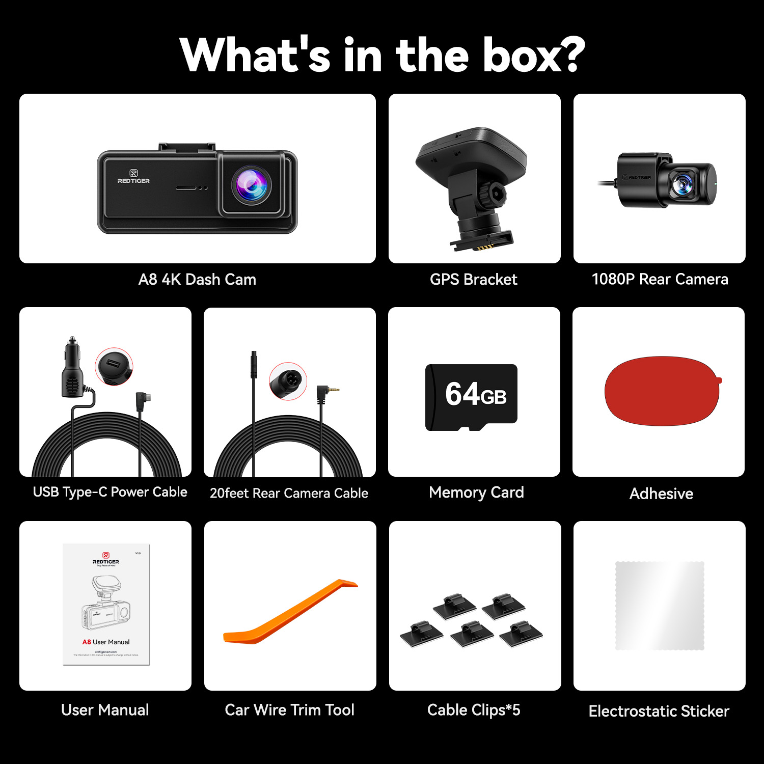 REDTIGER A8 4K Dual Dash Cam with GPS and Parking Monitor photo 5