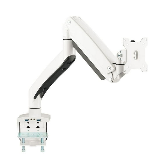 SIIG CE-MT3111-S1 Dual Monitor Aluminum Heavy Duty Desk Mount with USB and Audio Ports - White