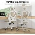 thumbnail image 6 of STARY Ergonomic Office Chair, Computer Chair with Adjustable Lumbar Support, Flip-up Arms and Headrest, Breathable Mesh Desk Chair for Home Office, White & KAKI, 6 of 7