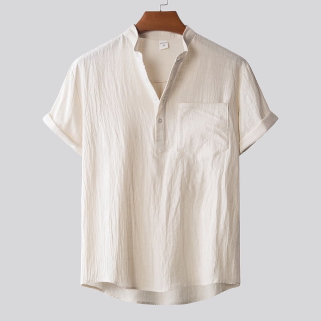 EGNMCR Short Sleeve Shirts for Men Summer Casual T-shirt, Men Hawaiian Short Sleeve Beach Shirt Solid Summer Casual Button Down Shirts,