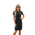 thumbnail image 3 of Round Neck Short Sleeve Dress Black L, 3 of 7