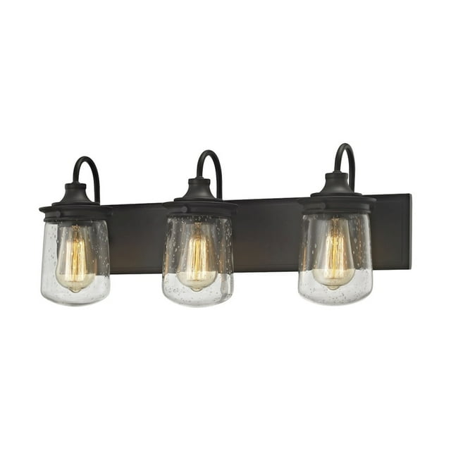 ELK Lighting 81212/3 Hamel 3 Light Vanity In Oil Rubbed Bronze With Clear Seedy Glass