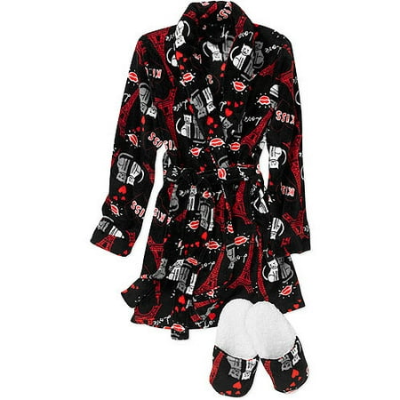 Women's Super Plush Robe and Slippers Gift Set